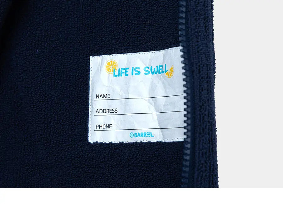 Barrel Kids Solid Zipup Poncho Towel-NAVY6