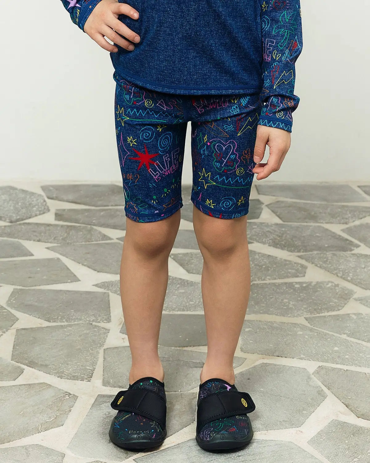 Barrel Kids Summer Sketch Half Leggings-INDIGO3