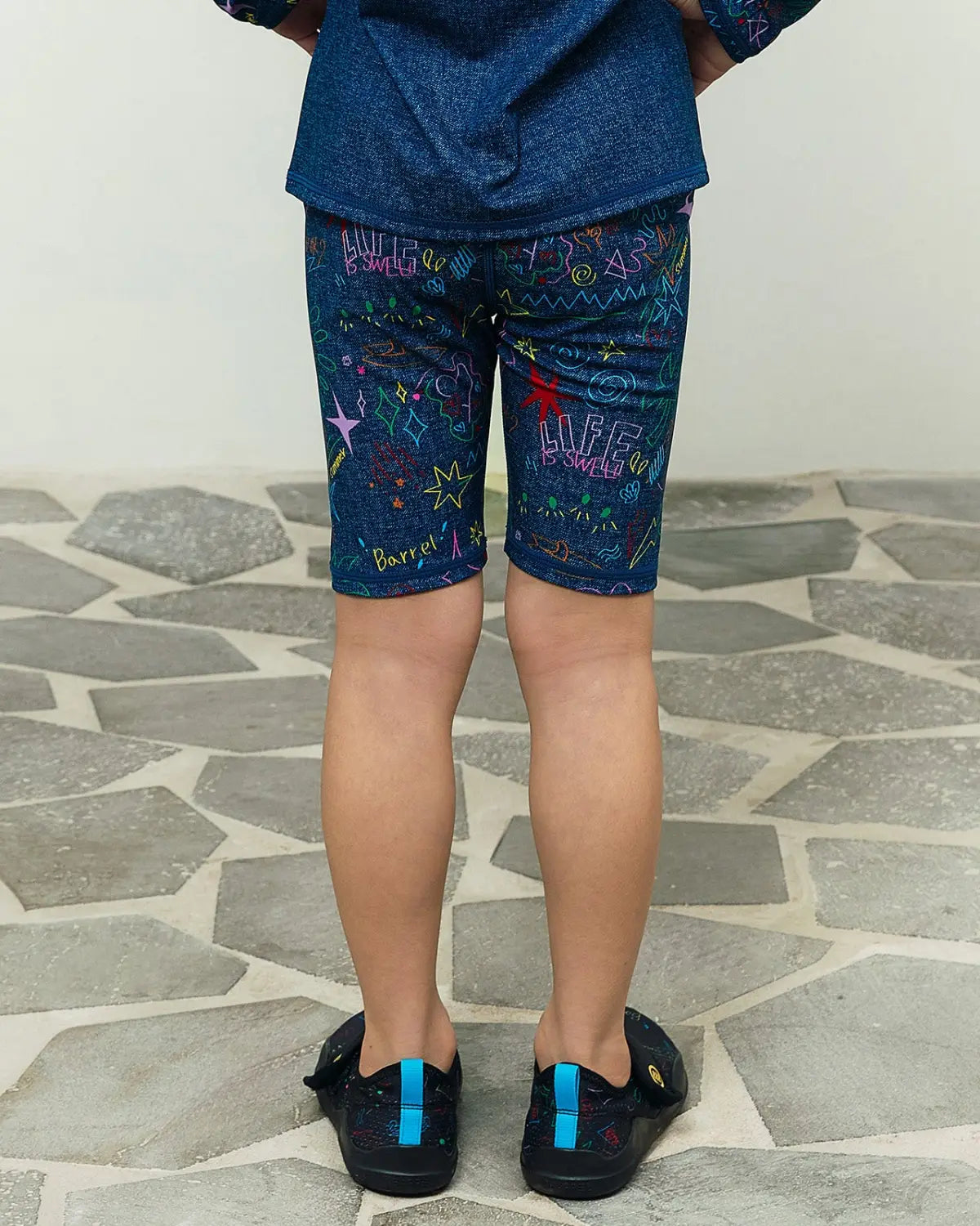 Barrel Kids Summer Sketch Half Leggings-INDIGO4