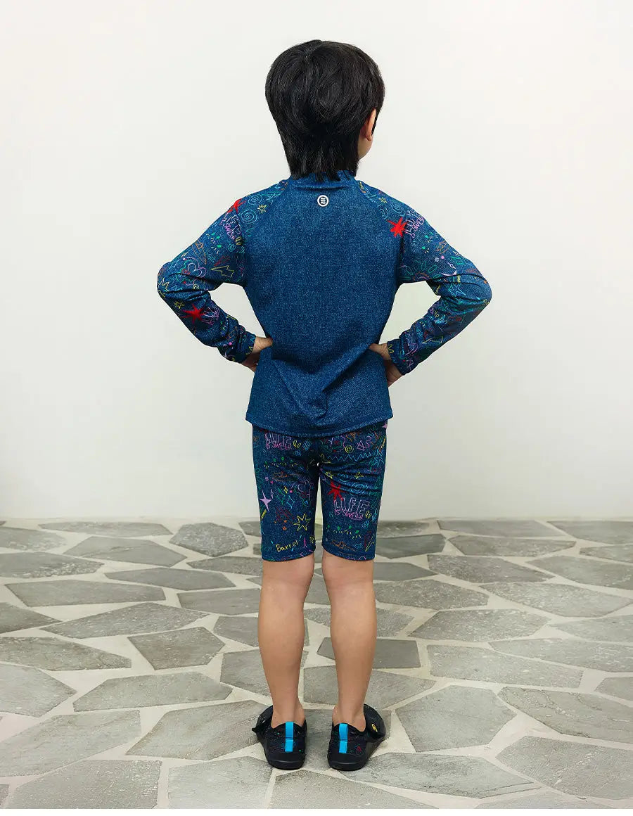 Barrel Kids Summer Sketch Half Leggings-INDIGO7