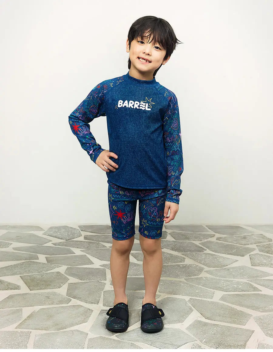 Barrel Kids Summer Sketch Rash Guard-INDIGO5