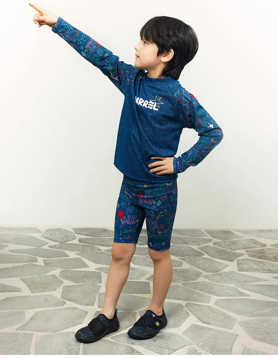 Barrel Kids Summer Sketch Rash Guard-INDIGO6