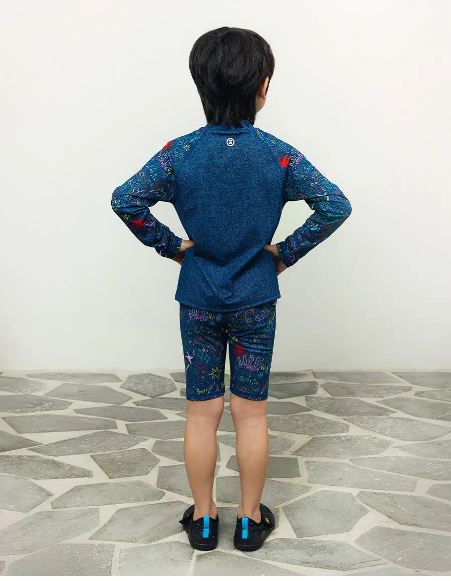 Barrel Kids Summer Sketch Rash Guard-INDIGO7
