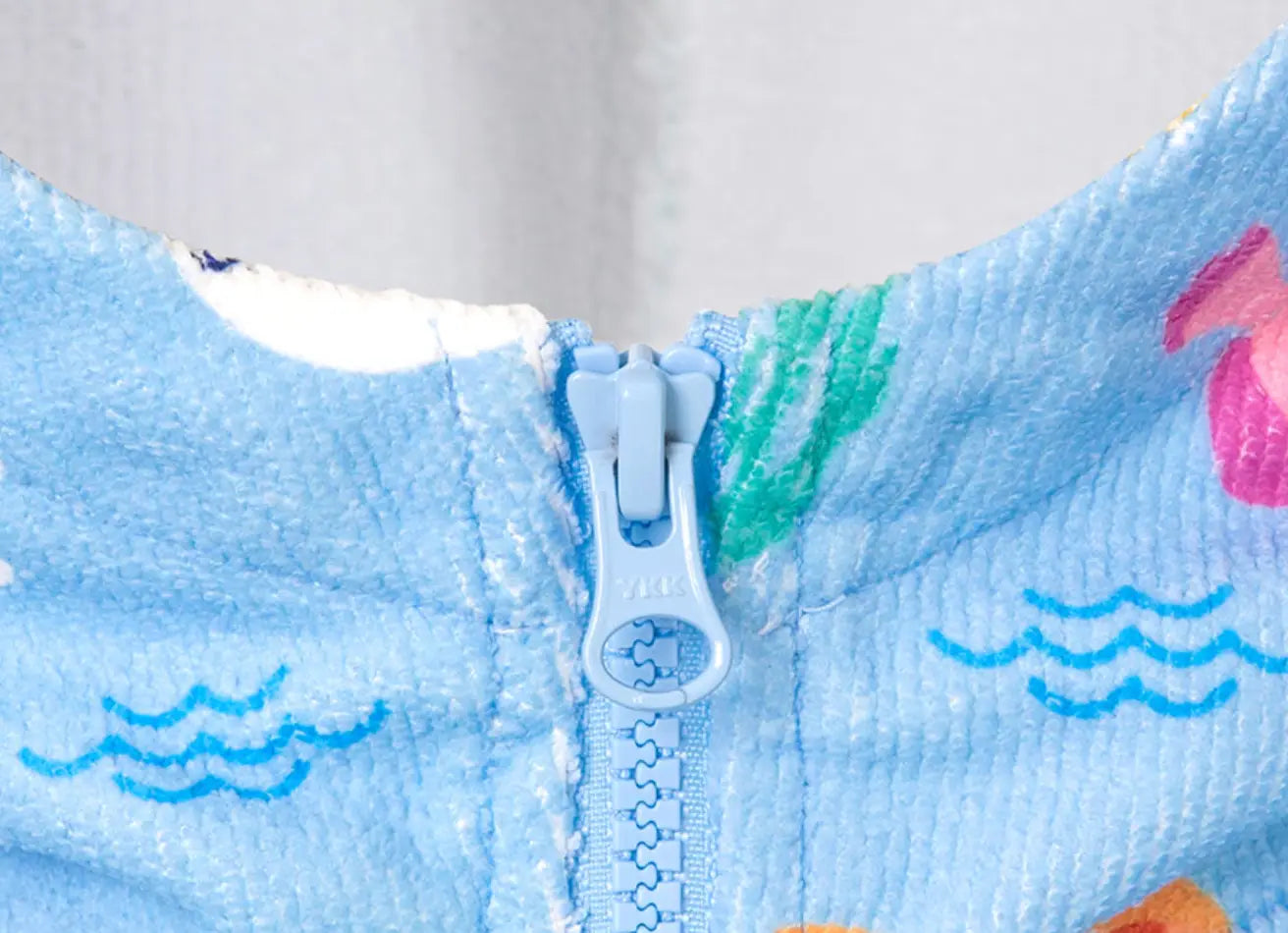 Barrel Kids Tropical Fish ZipUp Poncho Towel-BLUE1