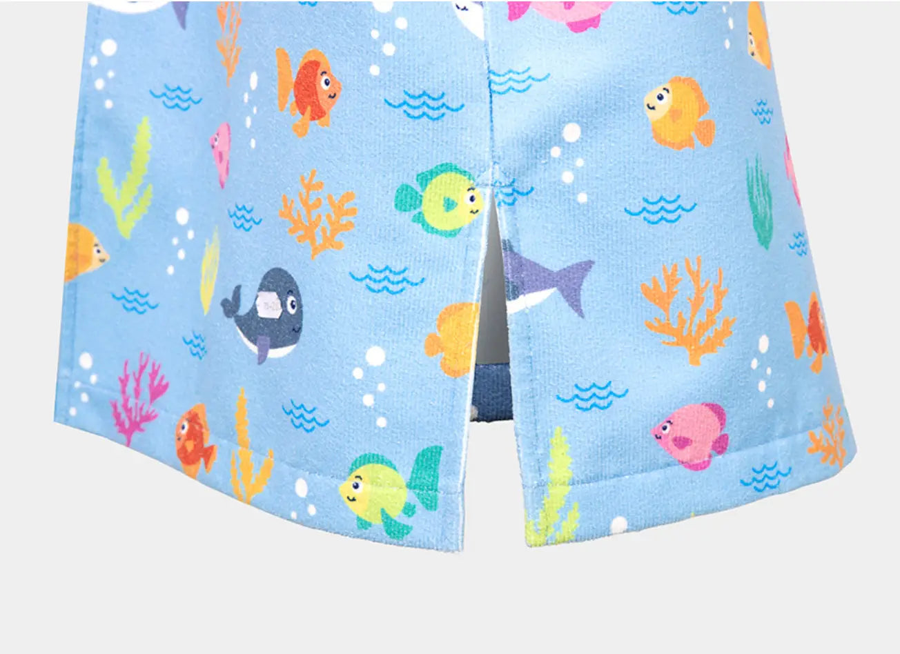 Barrel Kids Tropical Fish ZipUp Poncho Towel-BLUE6