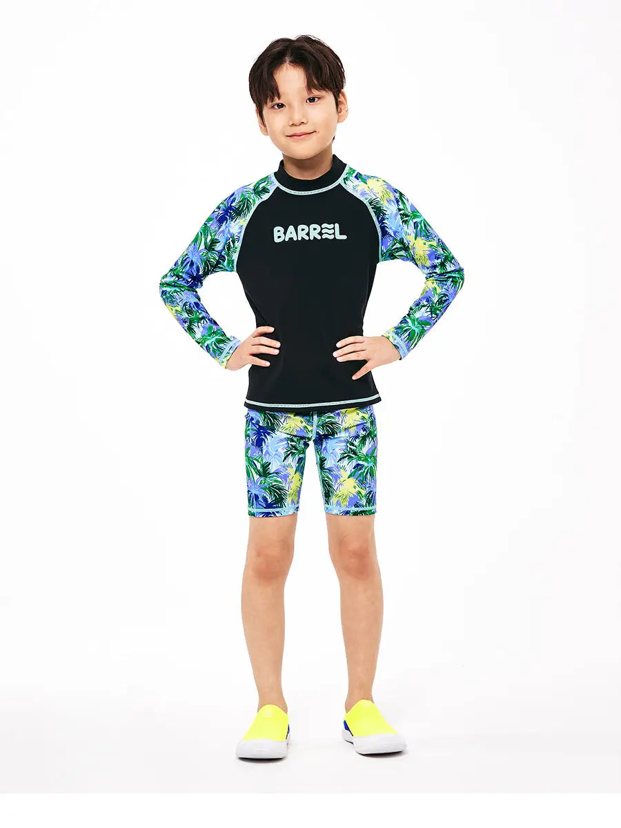 Barrel Kids Tropical L/S Rash Guard-BLACK_image1
