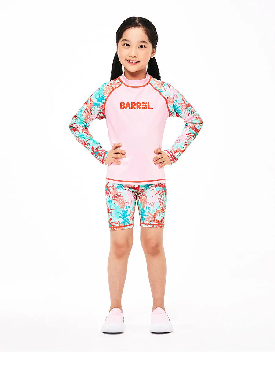 Barrel Kids Tropical L/S Rash Guard-PINK_image1