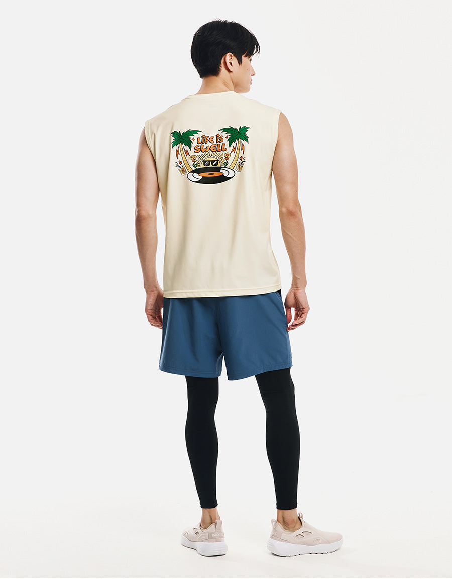 Barrel Men Artwork Loose Fit Rash Tank-IVORY7