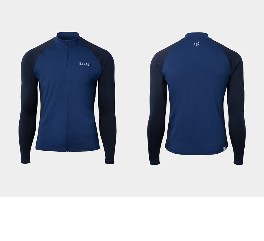 Barrel Men Essential Color Scheme Zip Up Rash Guard-NAVY_image1