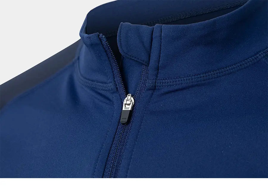Barrel Men Essential Color Scheme Zip Up Rash Guard-NAVY_image4