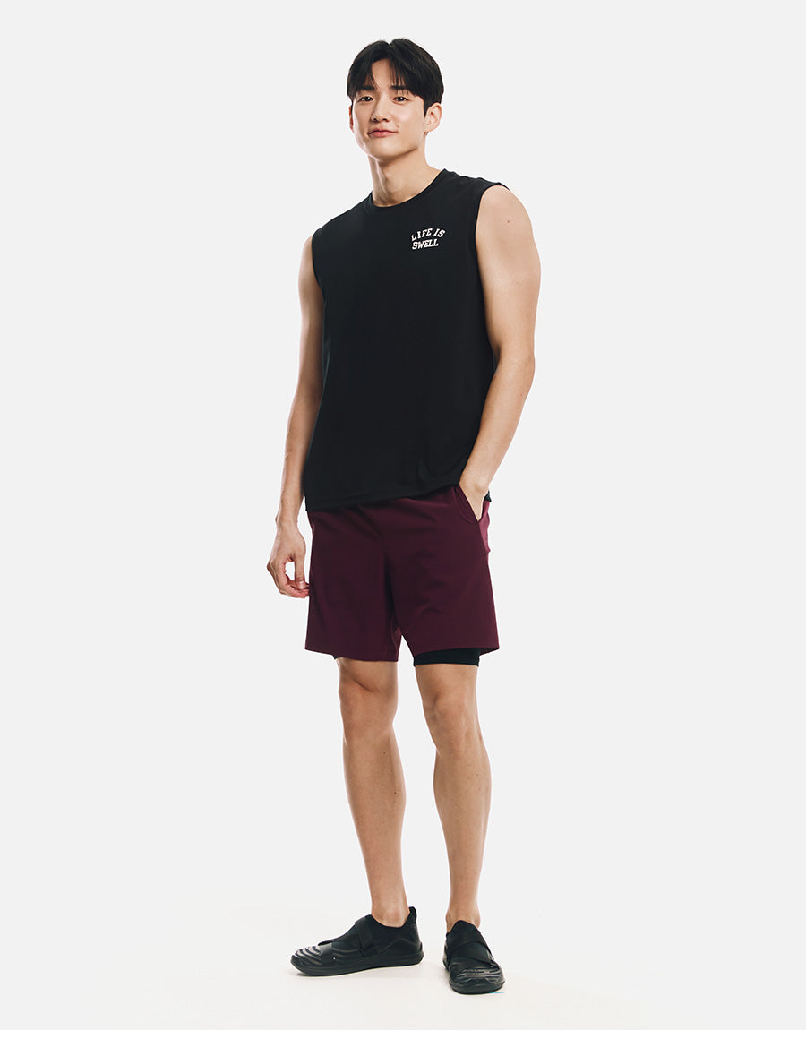 Barrel Men Essential Half Leggings Shorts-BURGUNDY5
