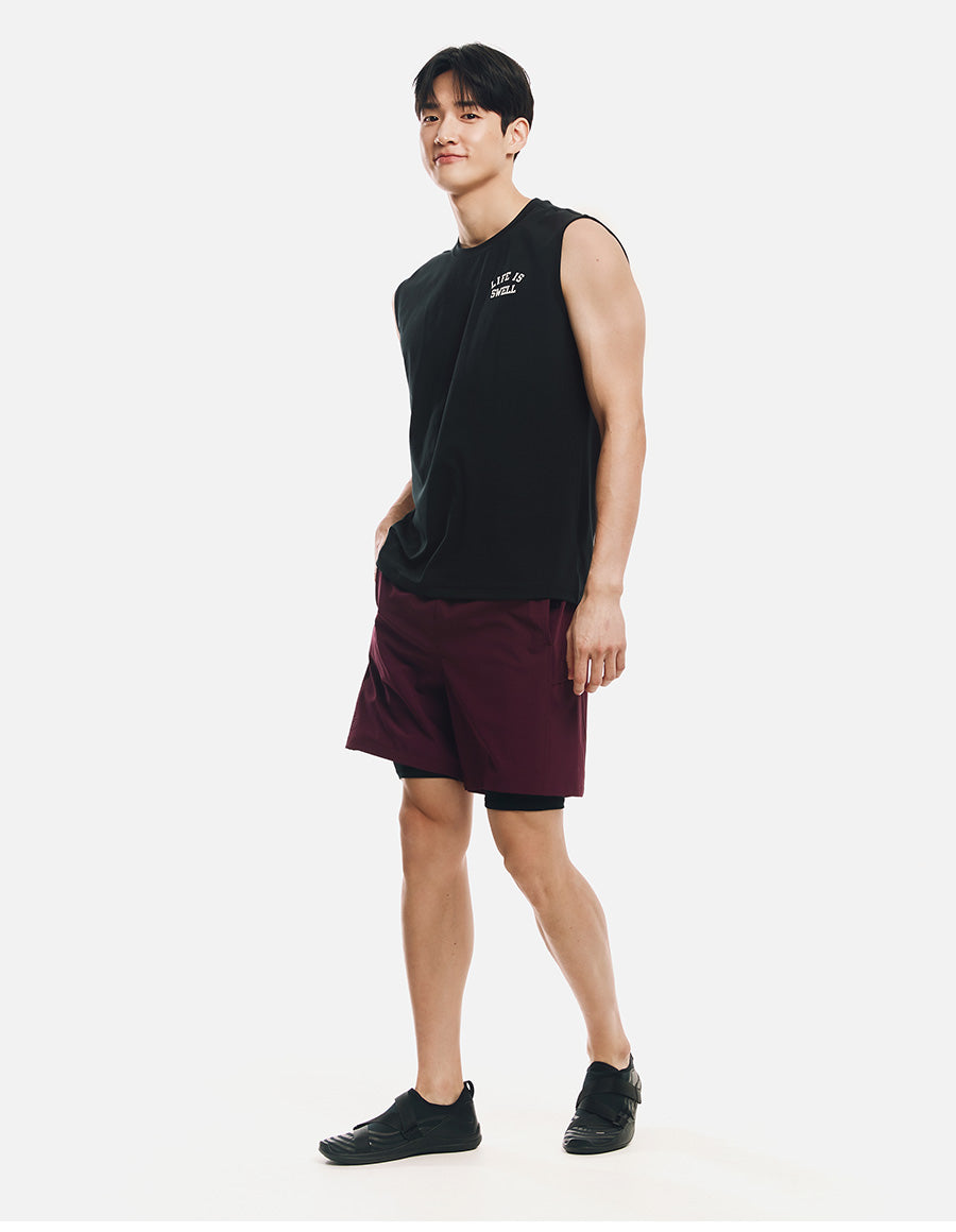 Barrel Men Essential Half Leggings Shorts-BURGUNDY6