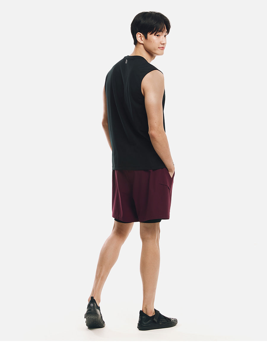 Barrel Men Essential Half Leggings Shorts-BURGUNDY7