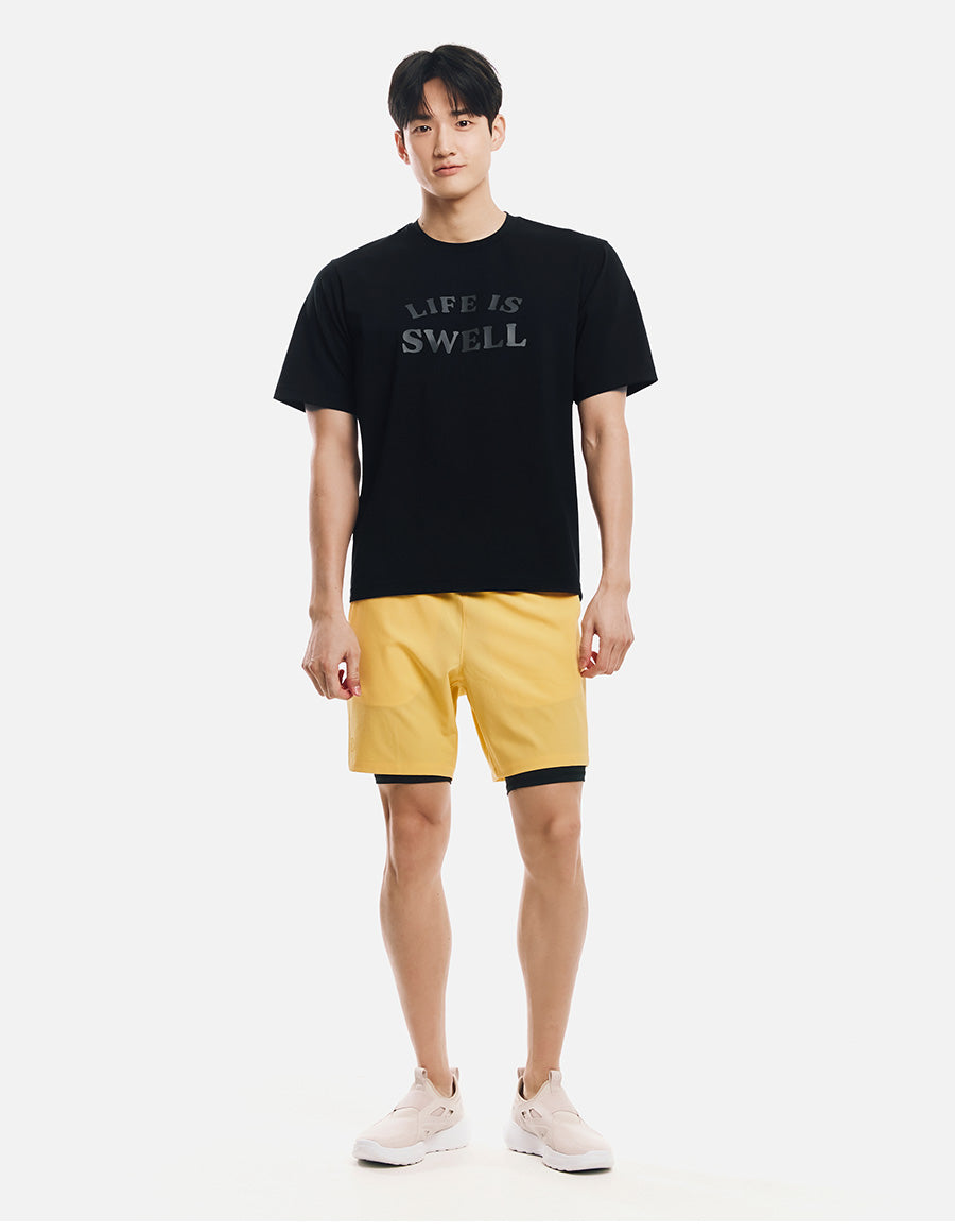Barrel Men Essential Half LeggingsShorts-YELLOW5
