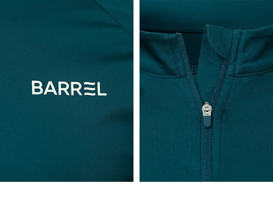 Barrel Men Essential Fit Zip-Up Rash Guard-DEEP GREEN_image5