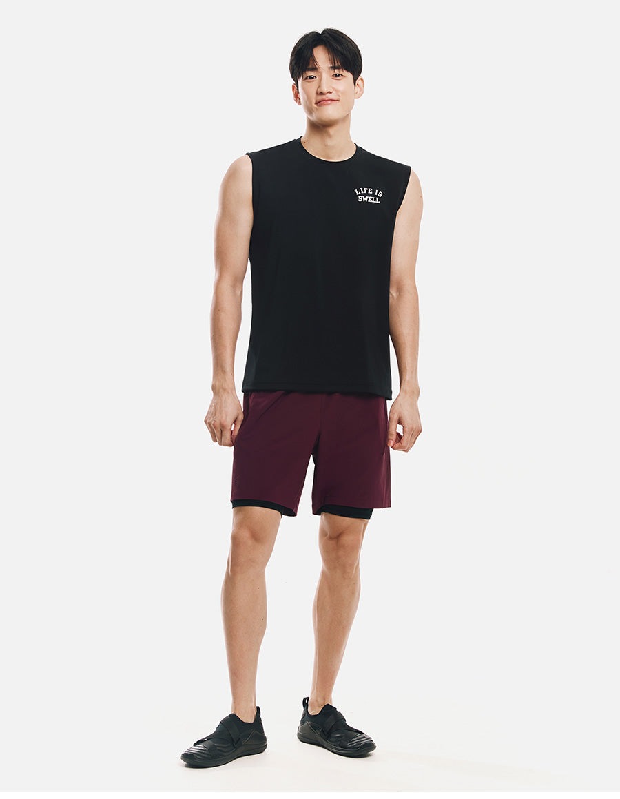Barrel Men Essetial Loose Fit Rash Tank-BLACK5