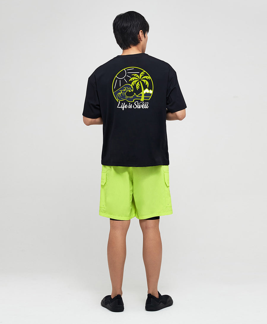 Barrel Men Tropical S/S Rash Guard-BLACK_image2