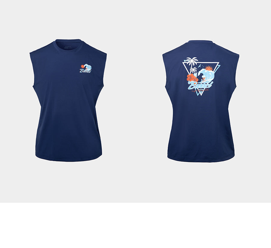 Barrel Men Tropical Sleeveless Rash Guard-NAVY_image1
