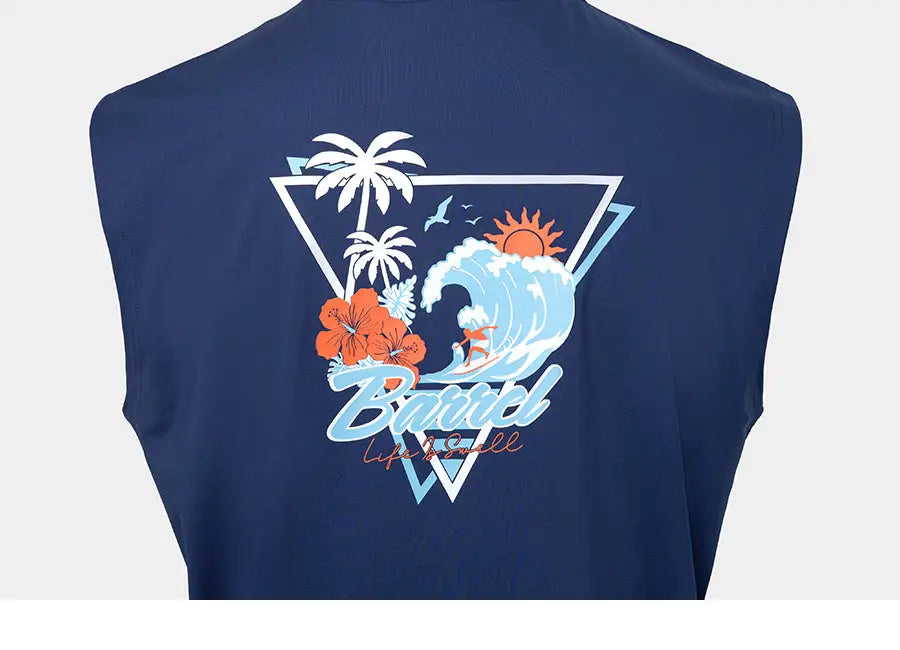Barrel Men Tropical Sleeveless Rash Guard-NAVY_image4