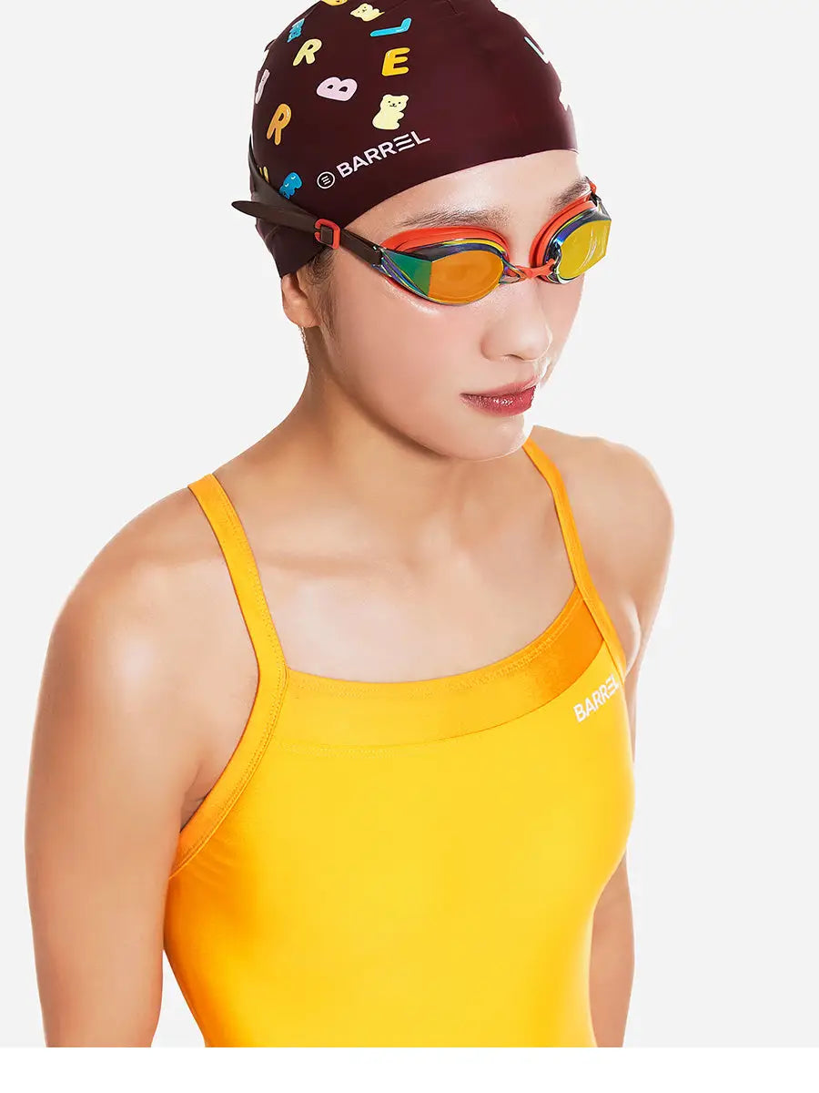 Barrel Prism Mirror Swim Goggles-ORANGE/BROWN_image1