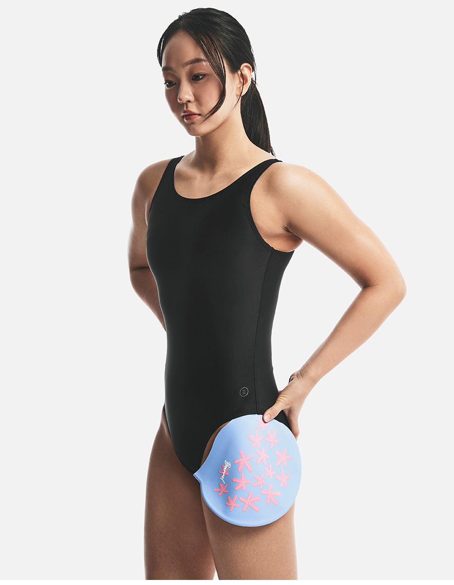Barrel Starfish Silicone Swim Cap-LAVENDER3
