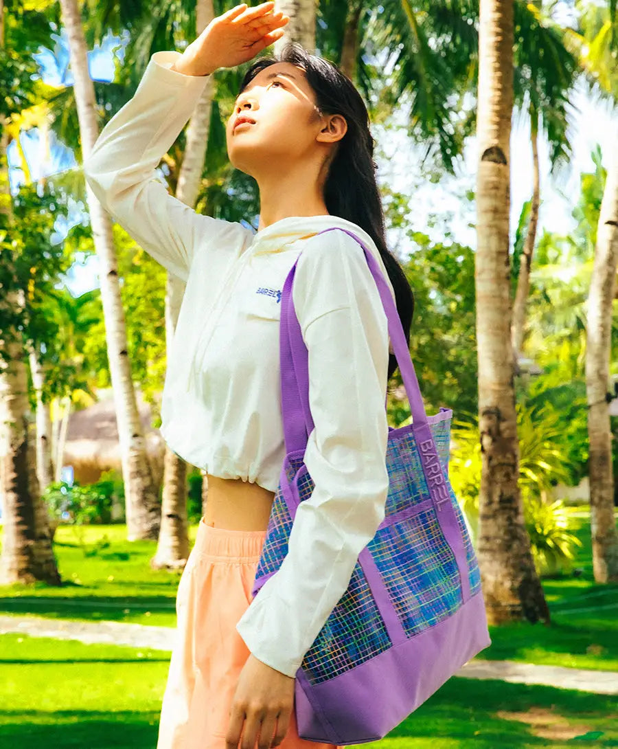 Barrel Surfer Mesh Beach Bag-LAVENDER_image1