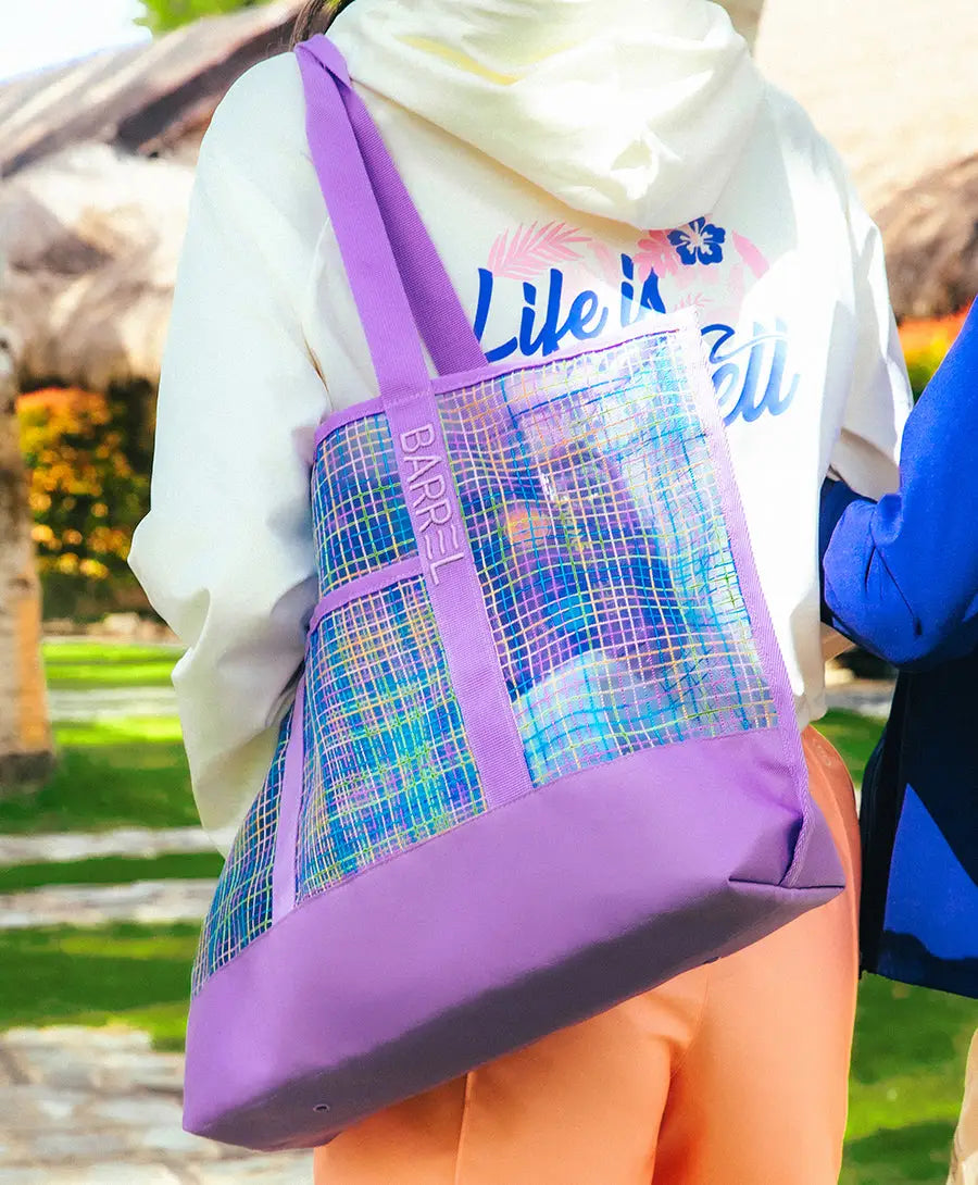 Barrel Surfer Mesh Beach Bag-LAVENDER_image3