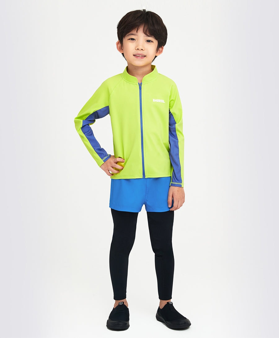 Barrel Kids Tropical Zip-Up Rash Guard-GREEN_image1