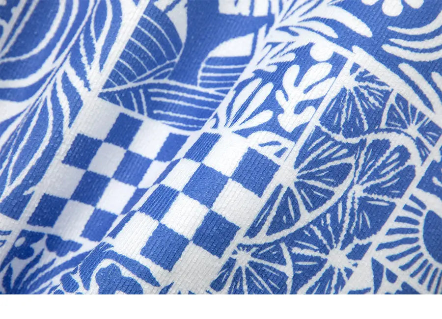 Barrel Unisex Checked Zipup Poncho Towel-BLUE_image3