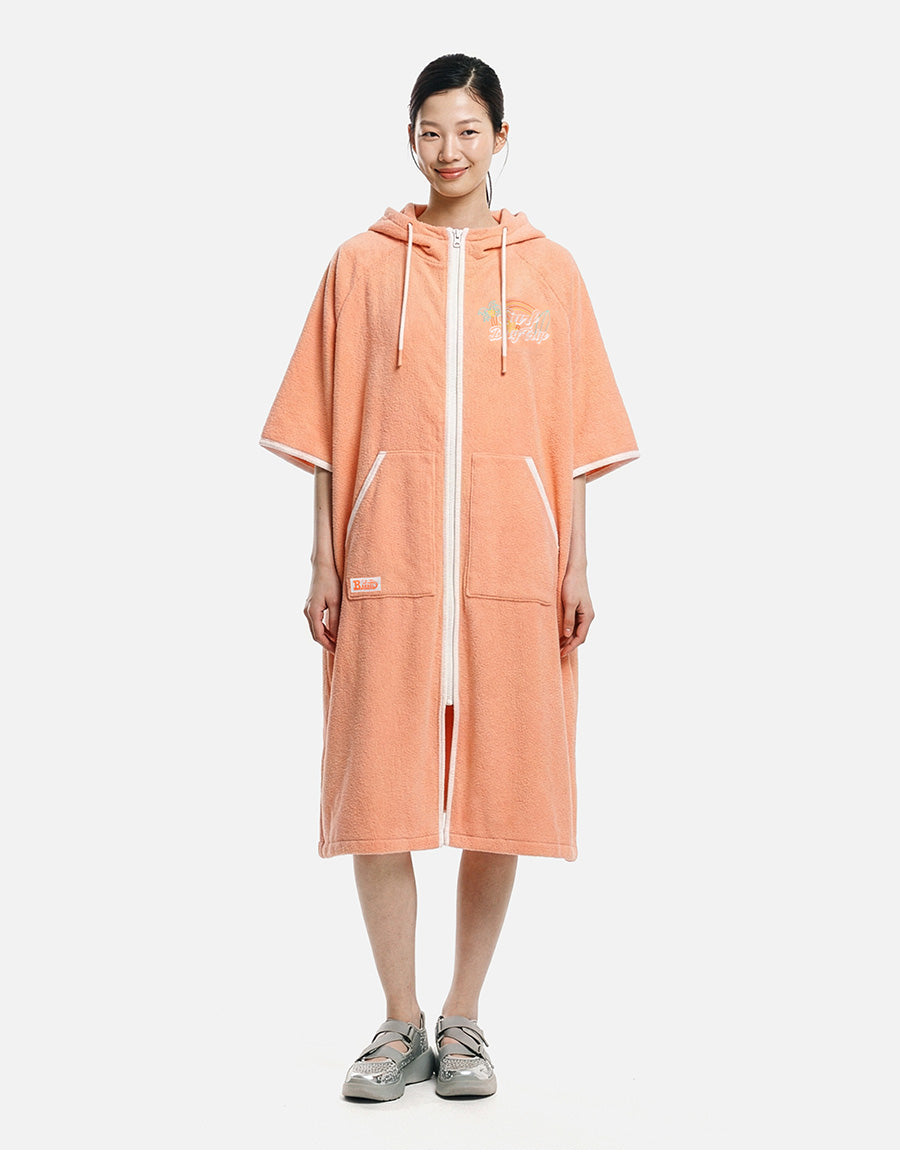 Barrel Unisex Essential Zipup Poncho Towel-PEACH3