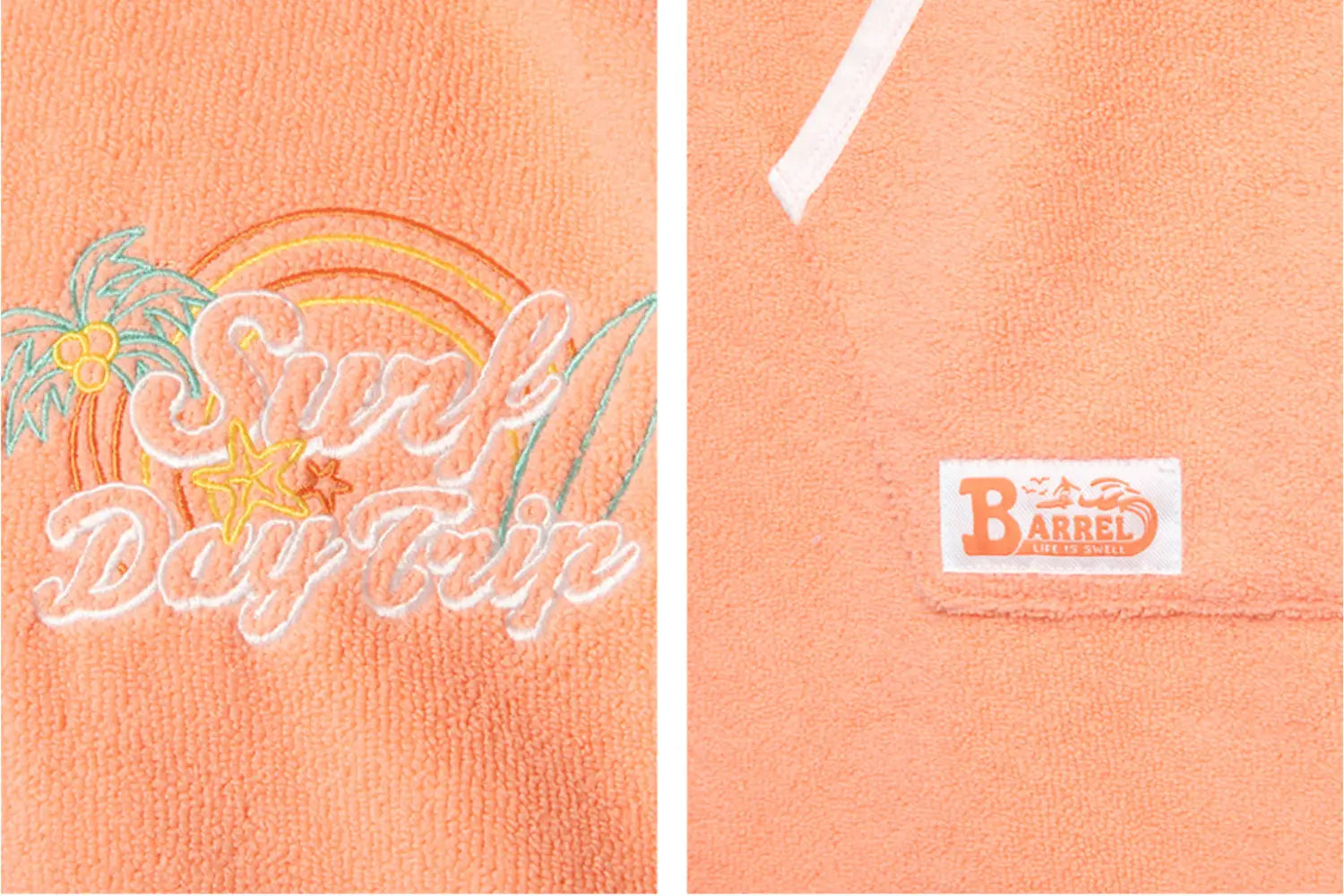 Barrel Unisex Essential Zipup Poncho Towel-PEACH5