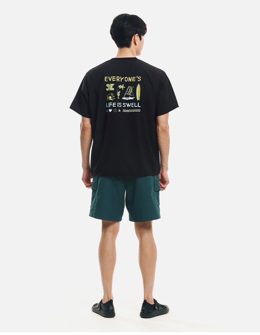 Barrel Unisex Over Fit Artwork Mesh S/S Tee-BLACK7