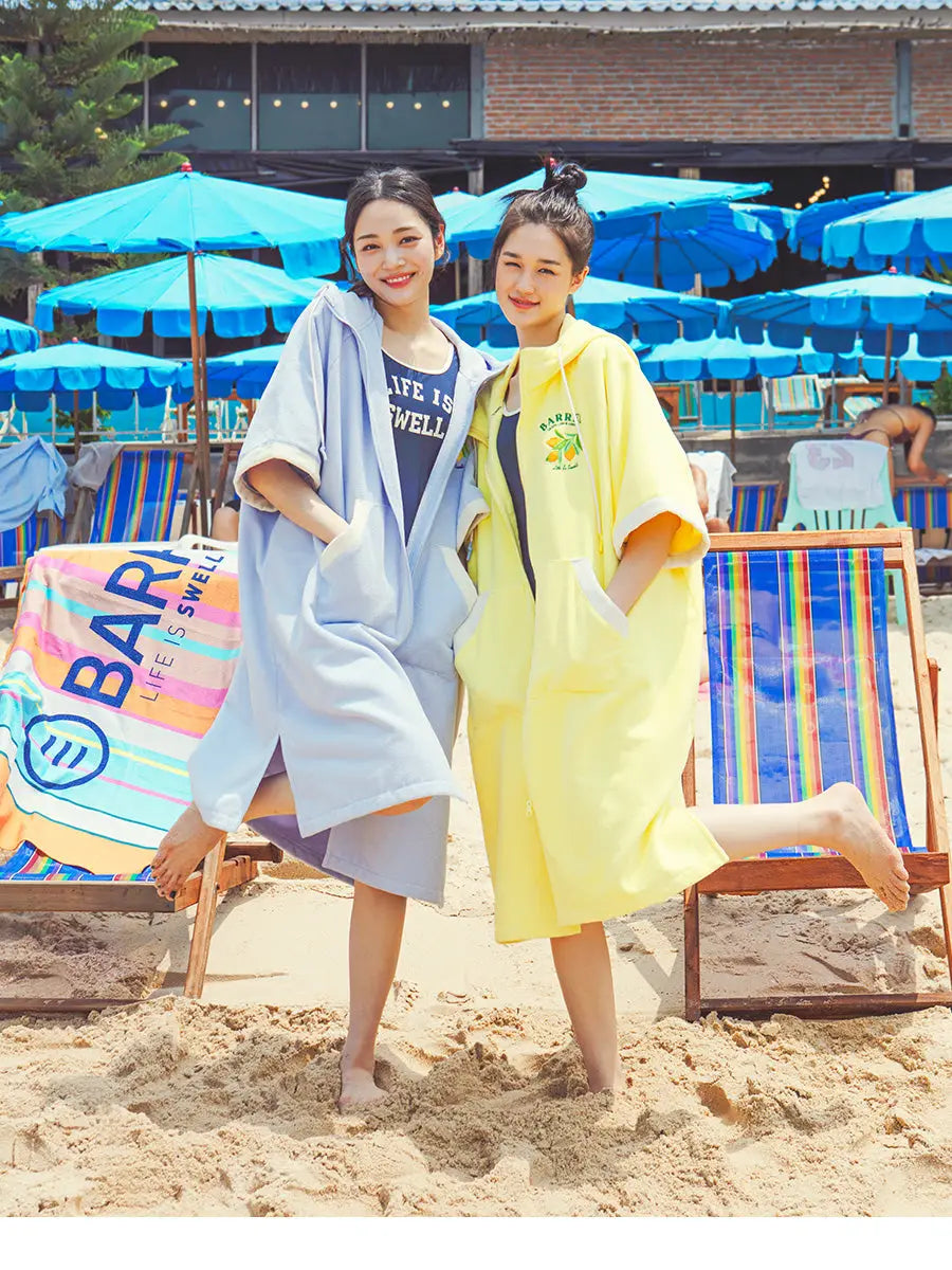 Barrel Unisex Solid Zipup Poncho Towel-AQUA1