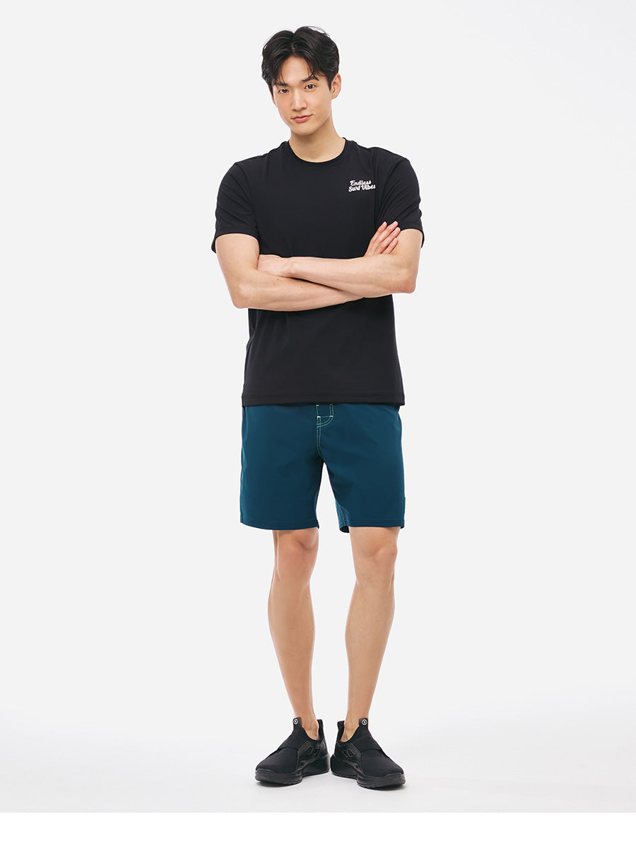 Barrel Unisex Tropical Loose Fit S/S Rash Guard-BLACK_image1