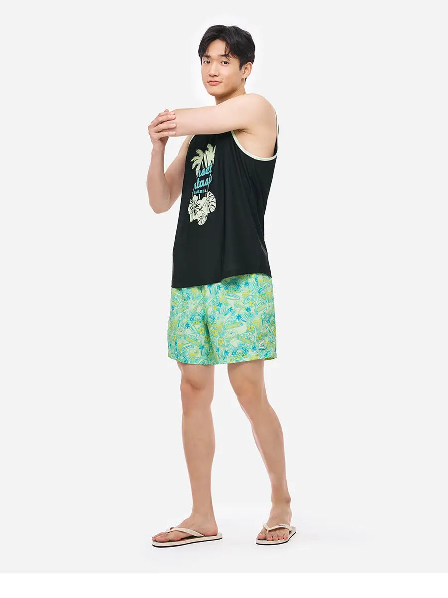 Barrel Unisex Tropical Sleeveless Rash Guard-BLACK_image2