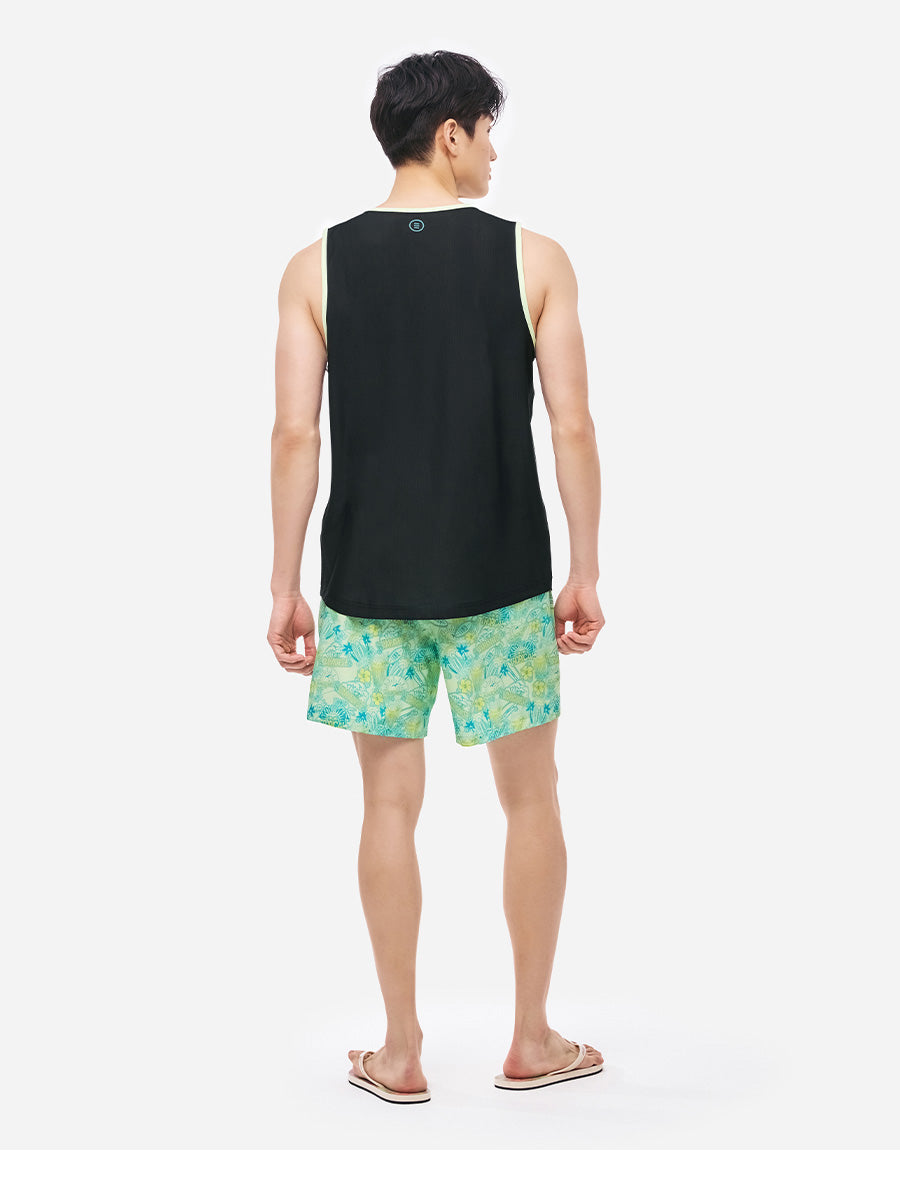 Barrel Unisex Tropical Sleeveless Rash Guard-BLACK_image3
