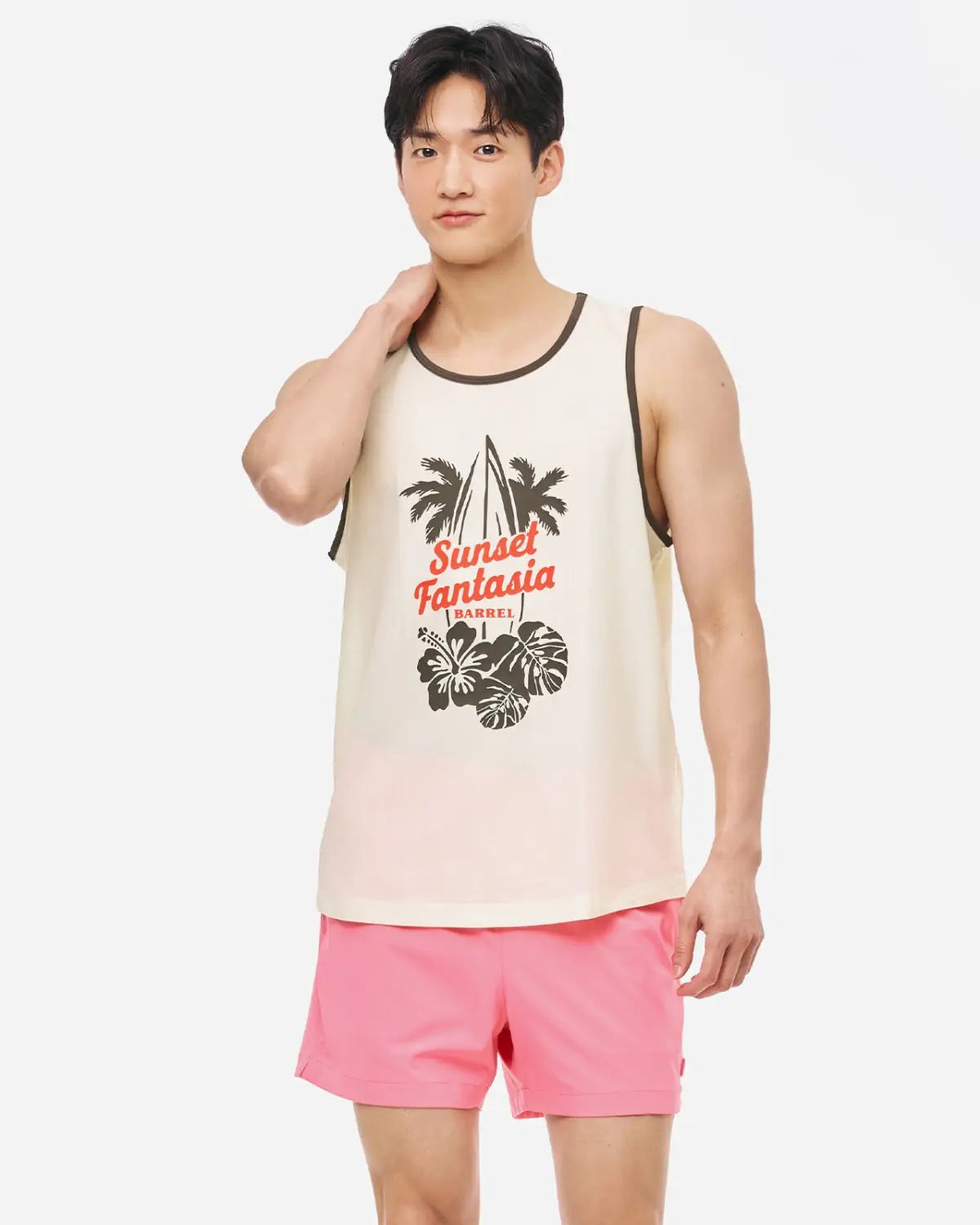 Barrel Unisex Tropical Sleeveless Rash Guard-IVORY_image1