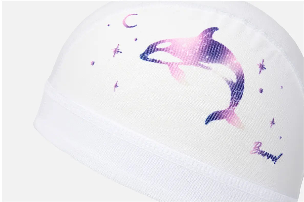 Barrel Wave Dolphine Mesh Swim Cap-WHITE4