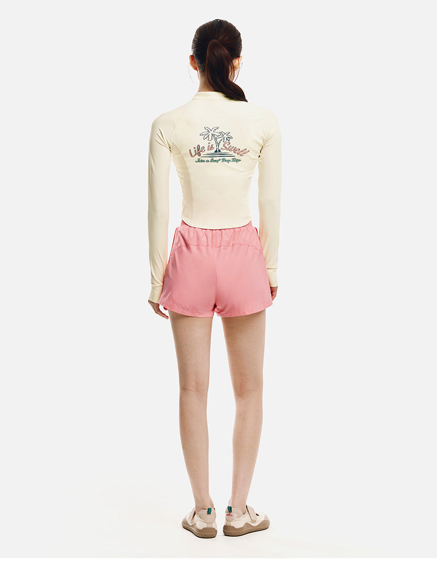 Barrel Women Artwork Crop Zip Rashguard-IVORY11