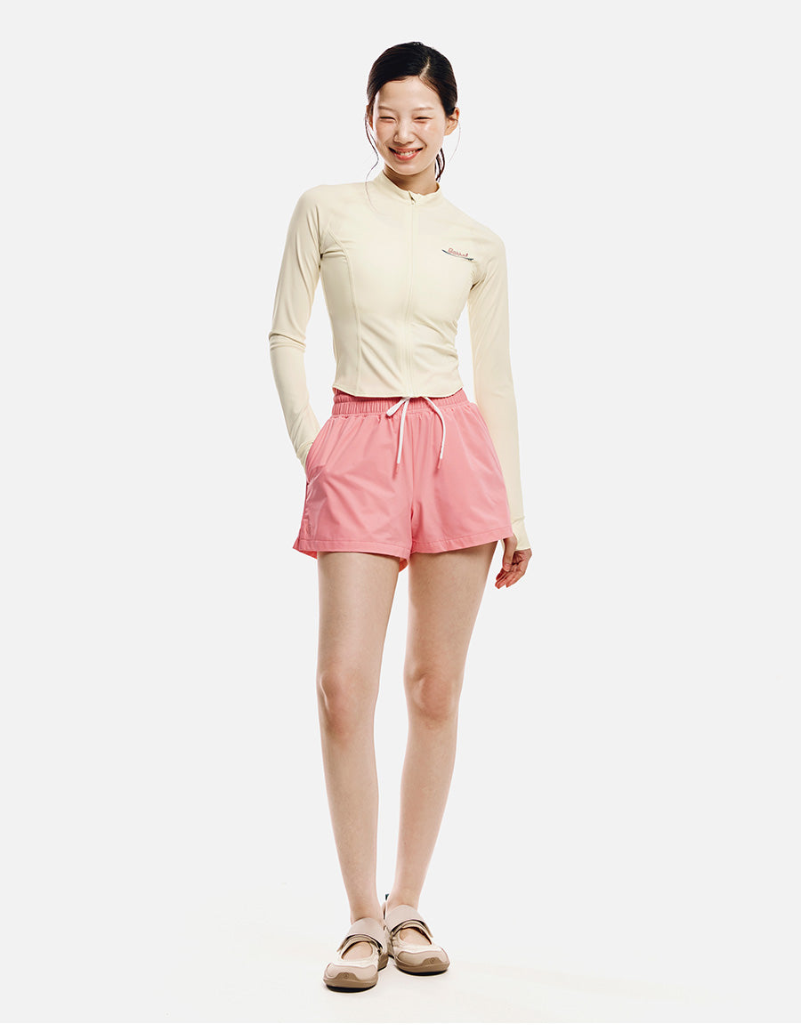Barrel Women Artwork Crop Zip Rashguard-IVORY10