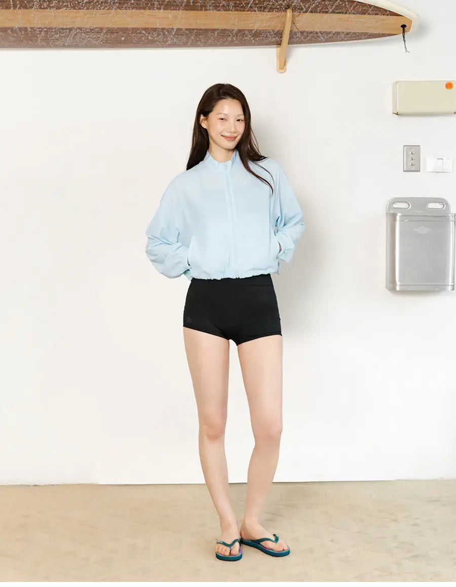 Barrel Women Basic Half Jersey Shorts-BLACK5
