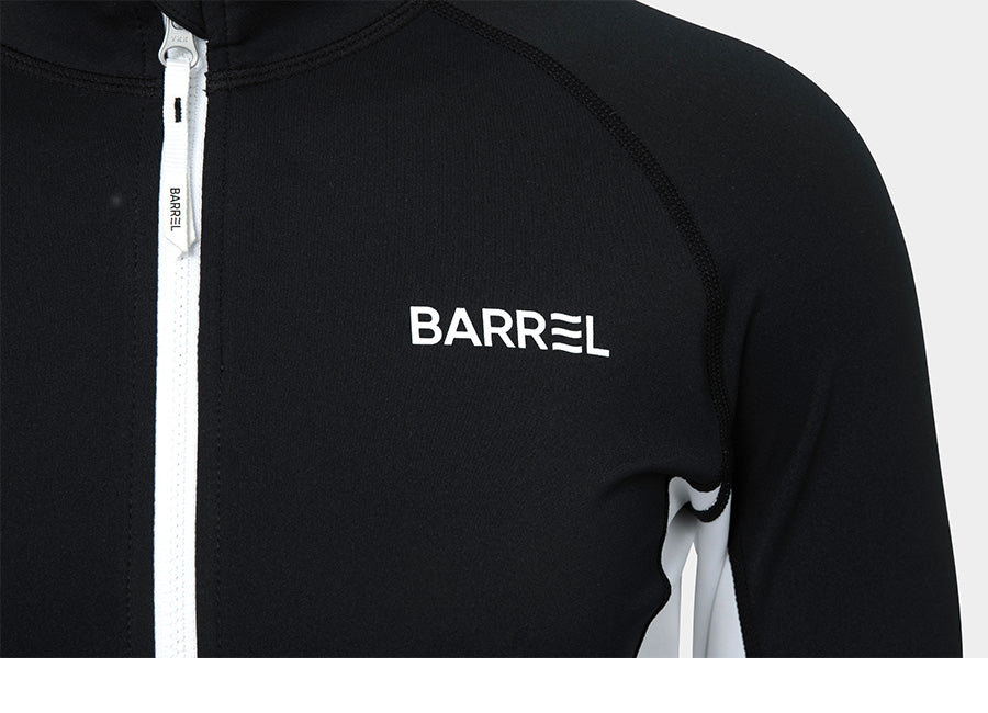 Barrel Women Color Scheme Crop Zip-Up Rash Guard-BLACK_image3