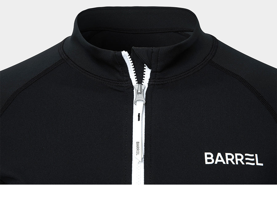Barrel Women Color Scheme Crop Zip-Up Rash Guard-BLACK_image2