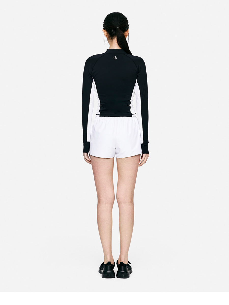Barrel Women Color Scheme Crop Zip Rashguard-black