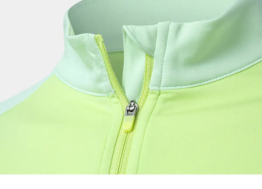 Barrel Women Color Scheme Crop Zip-Up Rash Guard-LIME_image2