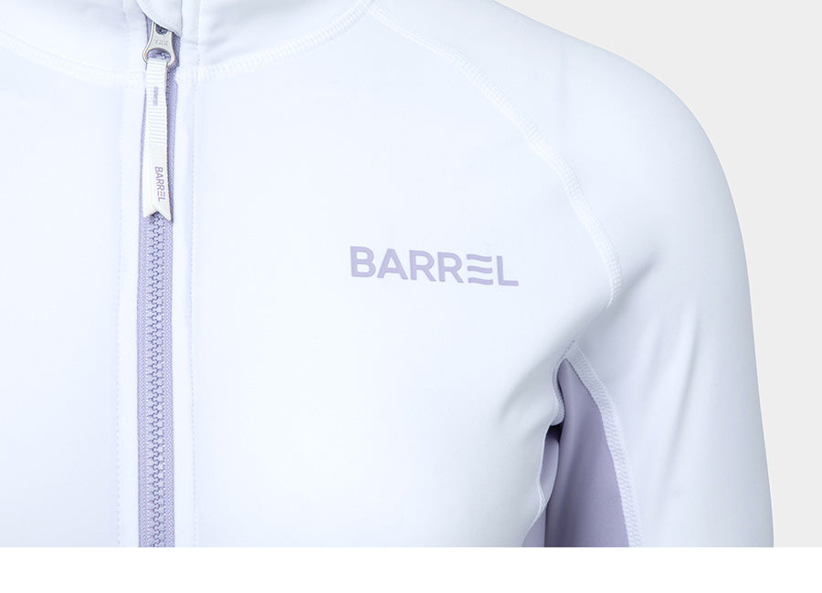 Barrel Women Color Scheme Crop Zip-Up Rash Guard-WHITE_image3