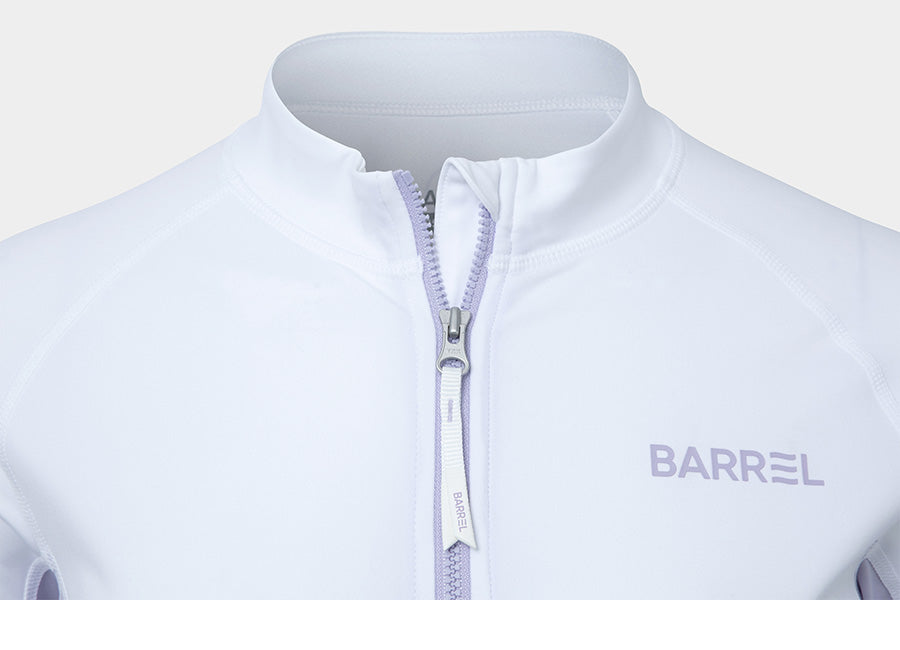 Barrel Women Color Scheme Crop Zip-Up Rash Guard-WHITE_image2