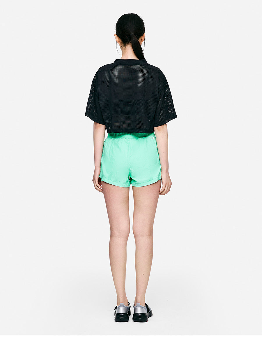 Barrel Women Motion Mesh Crop Cover Up-black