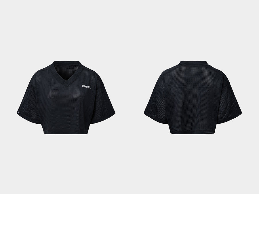 Barrel Women Motion Mesh Crop Cover Up-black