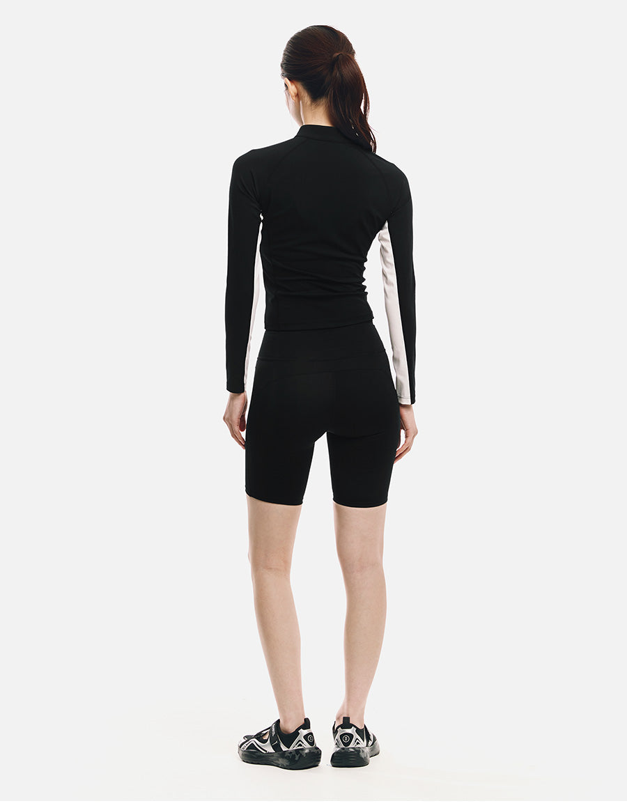 Barrel Women Essential CB Crop Zip Rashguard-BLACK7